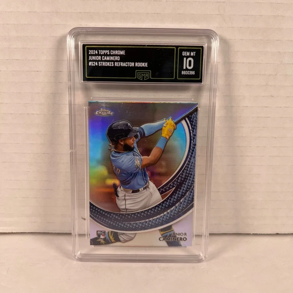 2024 Topps Chrome Junior Caminero Strokes Refractor Rookie GMA 10 Gem Mint S24